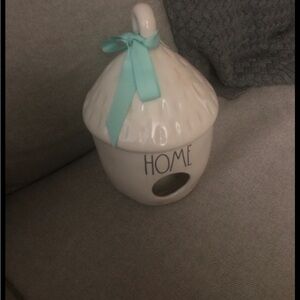 Rae Dunn Ceramic Birdhouse with Ribbon - White